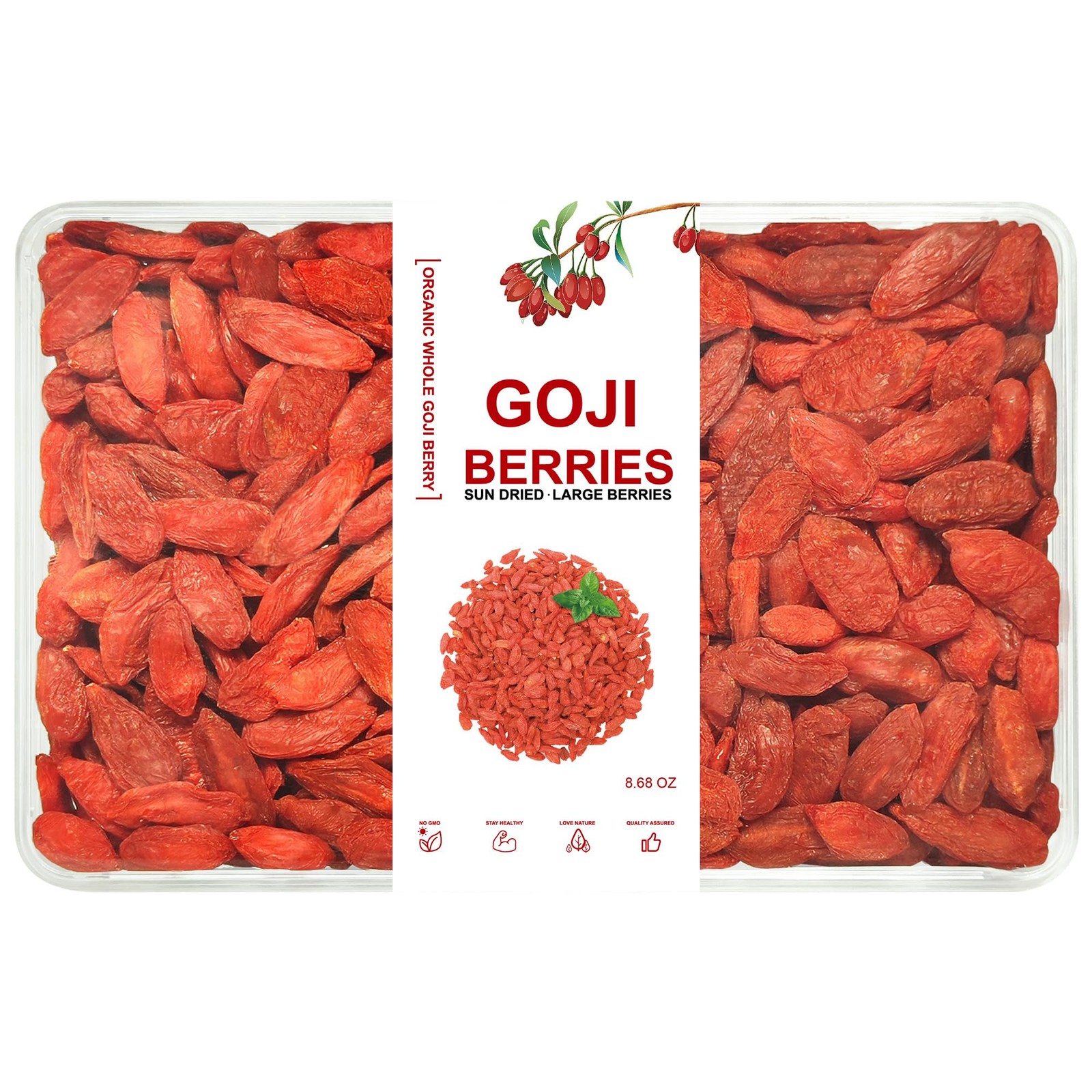 Organic Goji Berries Extra Large Dried Superfood, High in Antioxidants & Fiber