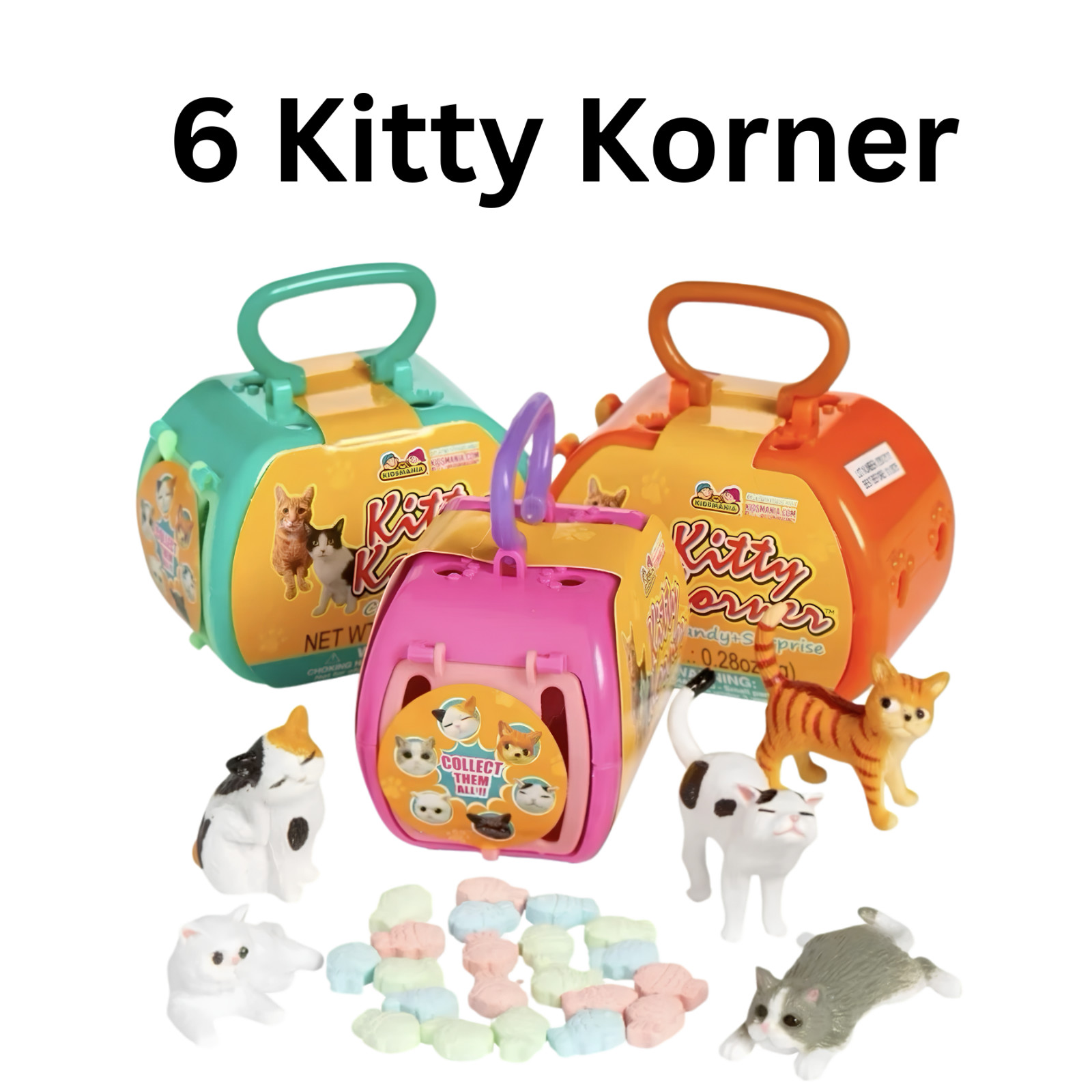Kidsmania Kitty Korner Candy & Toy Surprise 6 Count Cat Carriers