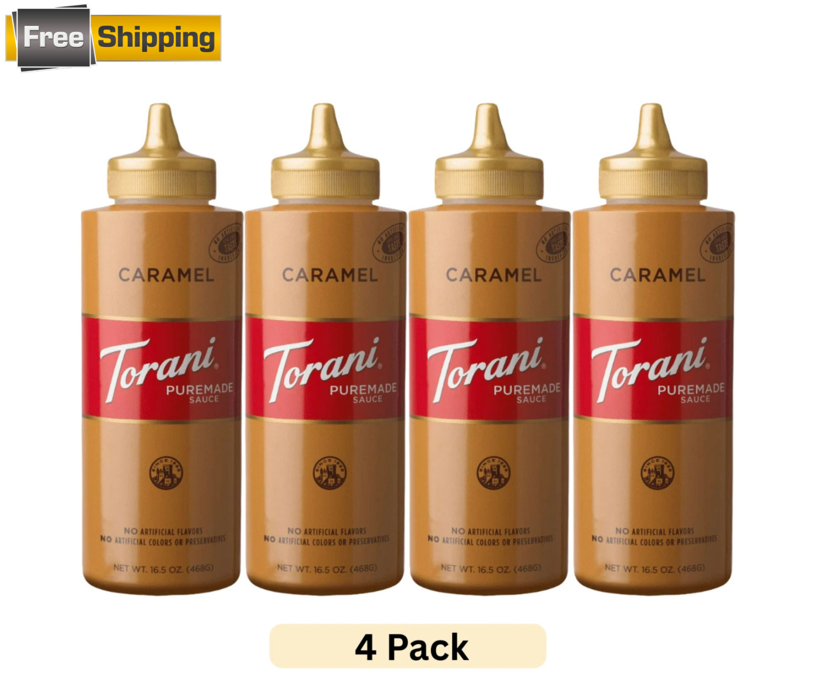 Torani Puremade Caramel Sauce 16.5 oz, 4 Pack Free Shipping