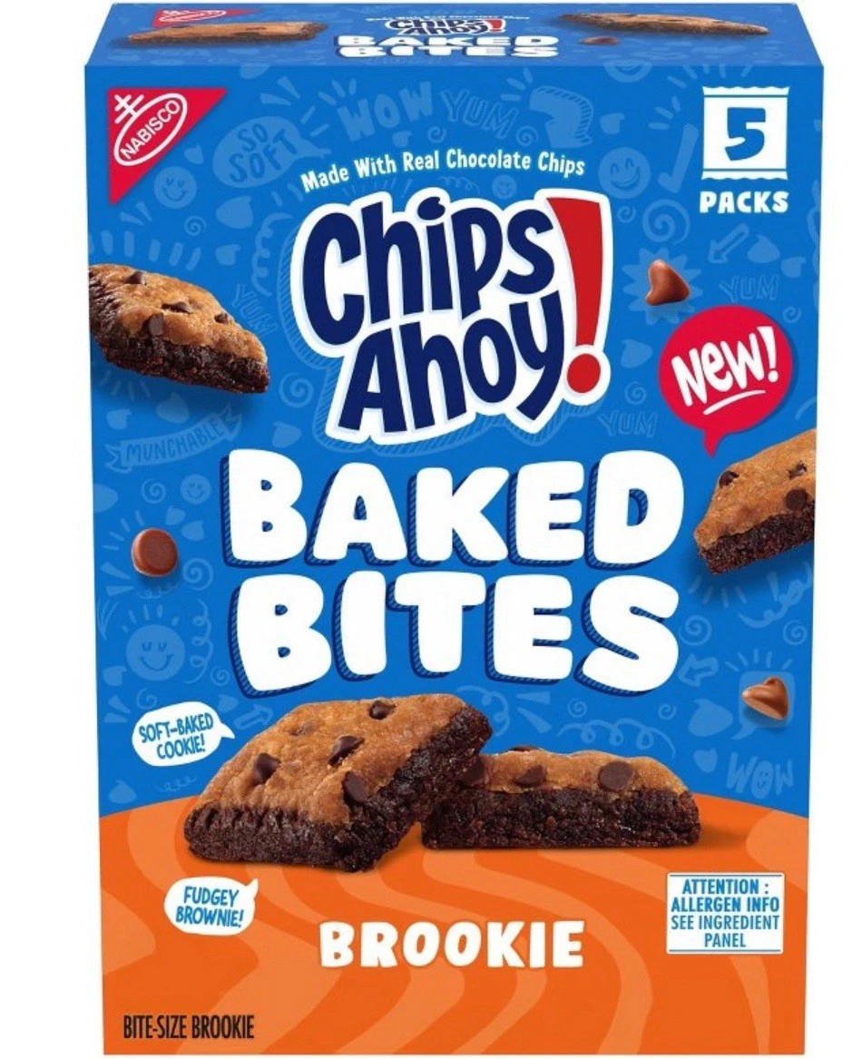 Chips Ahoy 5-Pack BROOKIE Chocolate Chip Brownie Soft Cookie Baked Bites BB 8/26