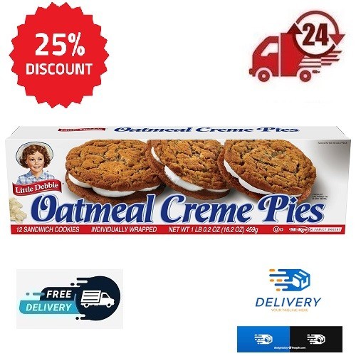Oatmeal Crème Pies, 12 Individually Wrapped Sandwich Cookies, 16.2 OZ Box