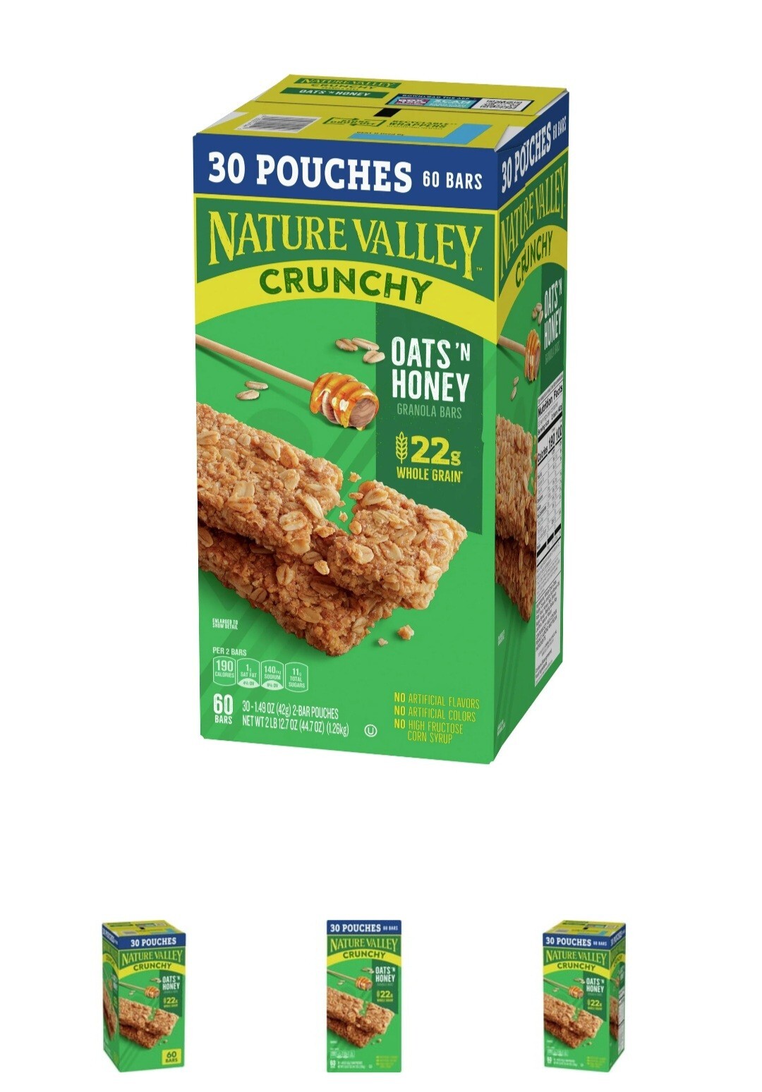 Nature Valley Crunchy Oats ‘n Honey Granola Bars, 60 Bars, 44.7 OZ (30 Pouches)