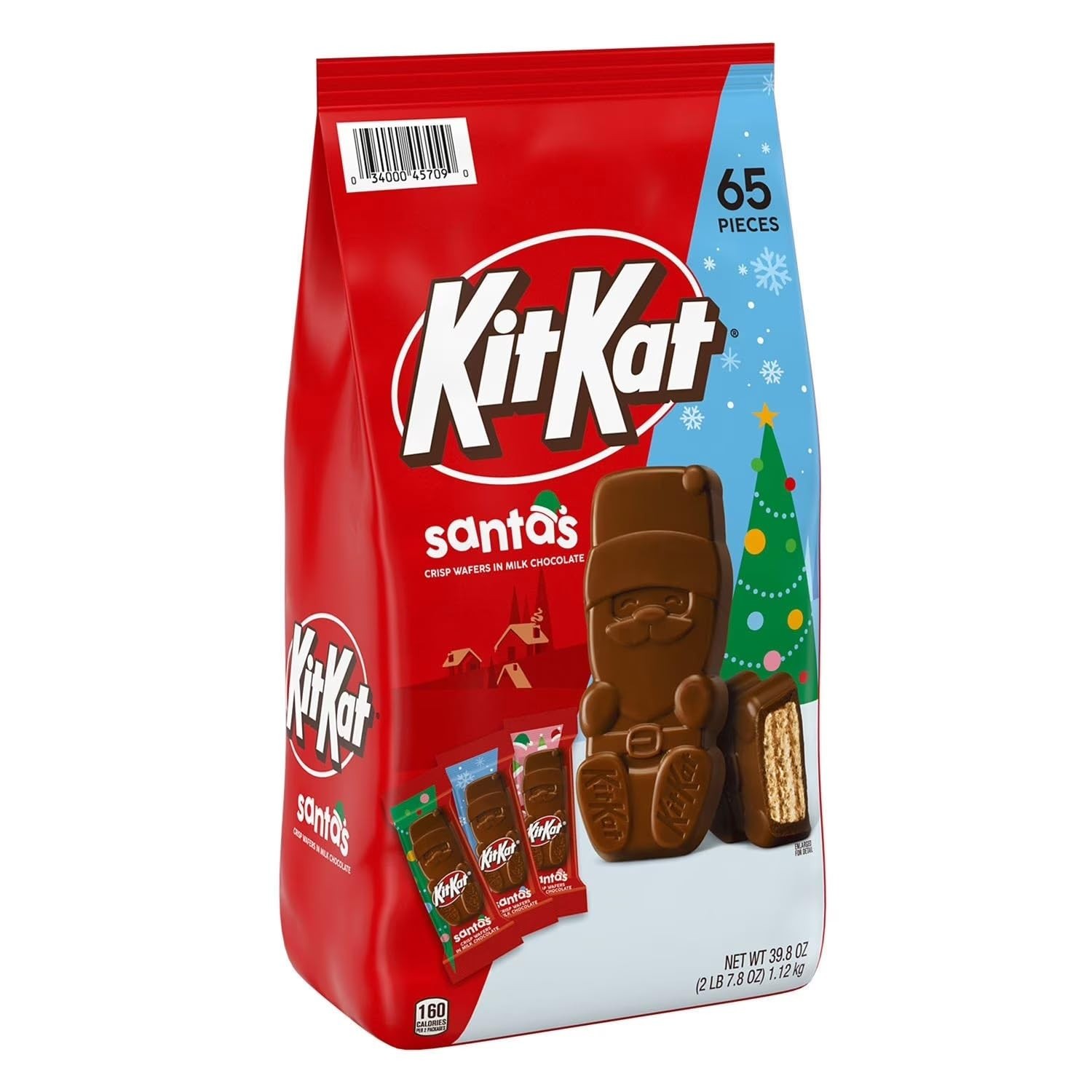 Kit Kat Santa’s 65 Pieces, Crisp Wafers In Milk Chocolate, 39.8 Ounce Christmas