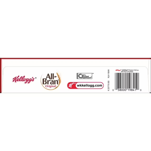 Kellogg’s All-Bran Original Breakfast Cereal, High Fiber, Family Size, 18.6 oz