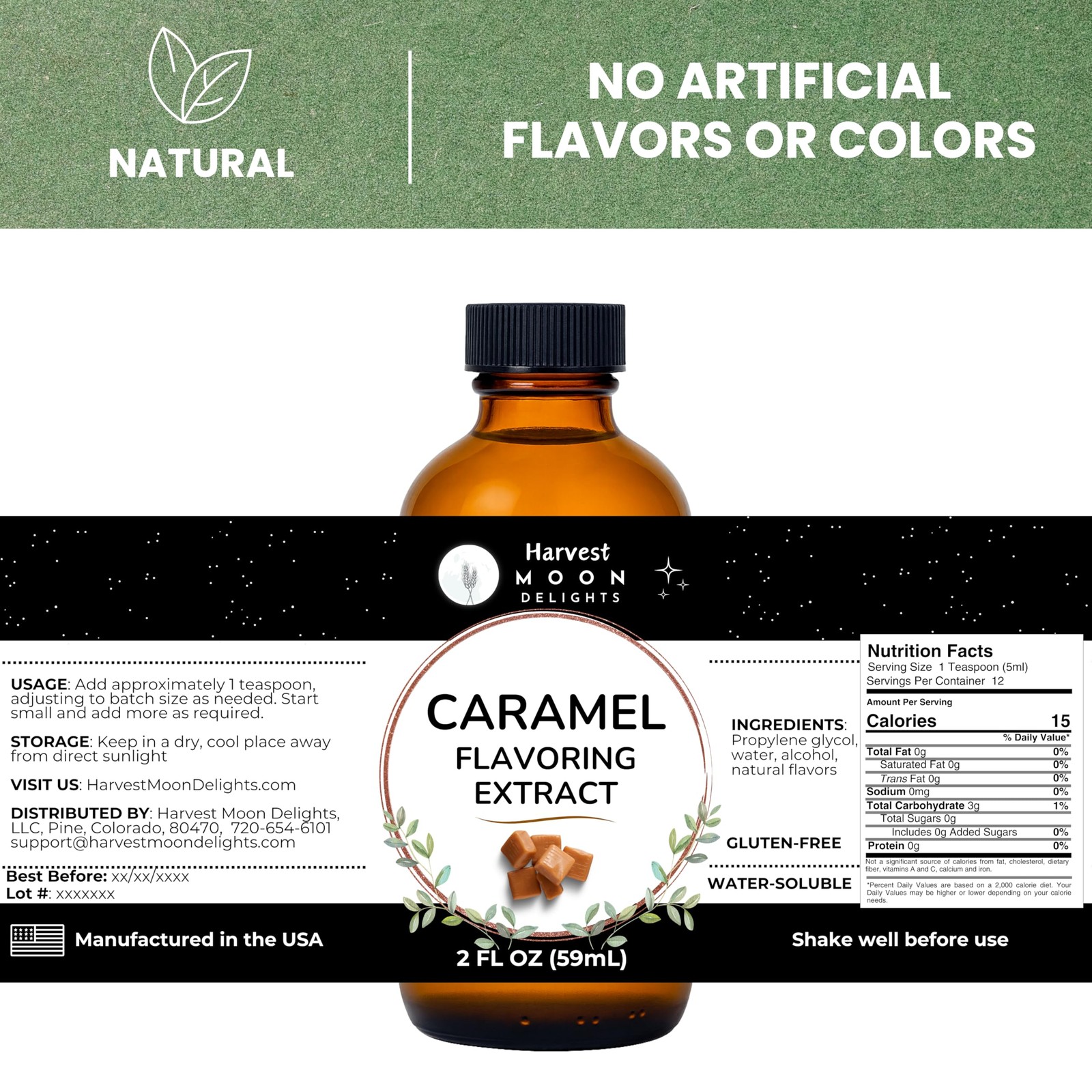 Natural Caramel Extract for Baking, Drinks, Ice Cream and Candy – 2 Oz – – Ca…