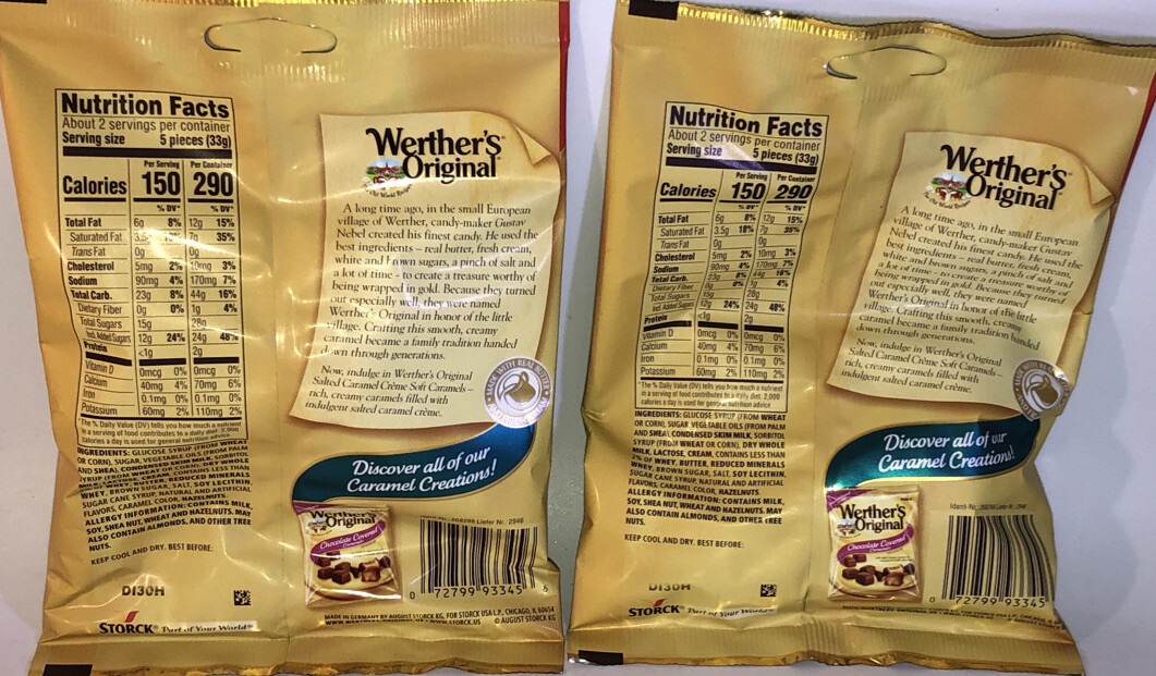 2 BAGS 2.22oz ea SALTED CARAMEL CREME Soft Caramels By Werther’s Original-SHIP24