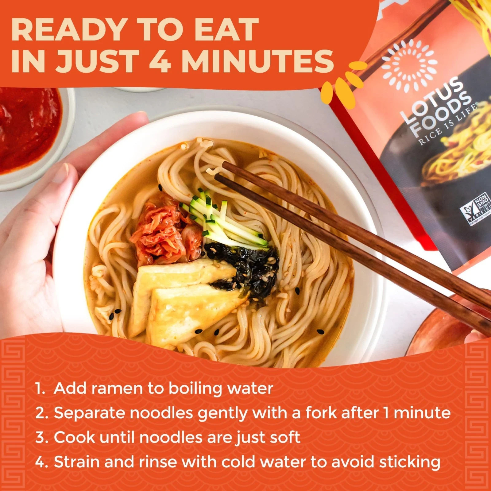 Lotus Foods Gourmet Organic MIllet and Brown Rice Ramen Noodles 12 Pack