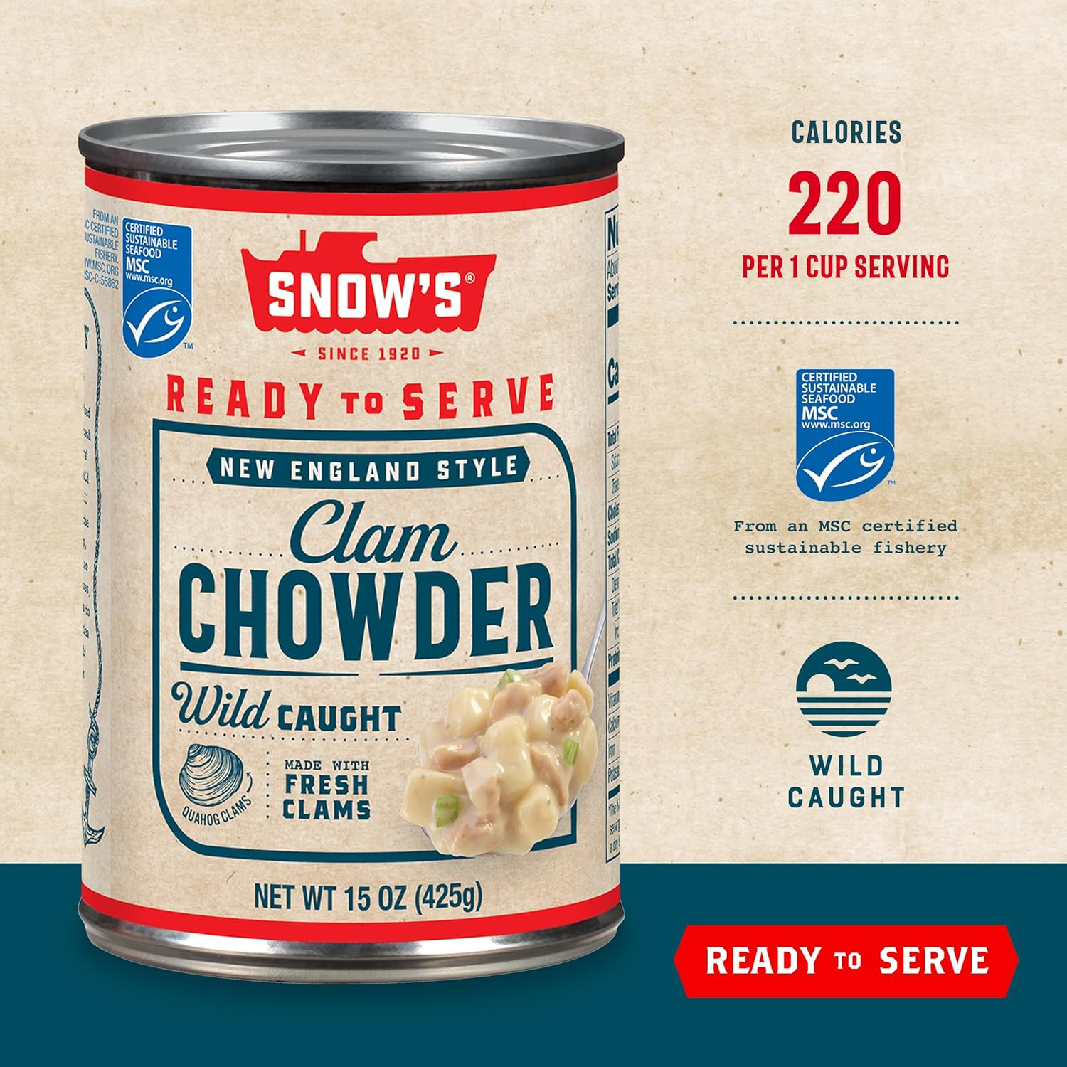 New England Clam Chowder, 15 Oz Can (Pack of 12) – 13G Protein per Serving – Rea