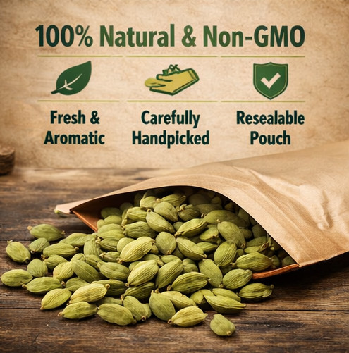 Cardamom Pods Whole | Organic Green | Fresh Aromatic Spice for Cooking & Tea