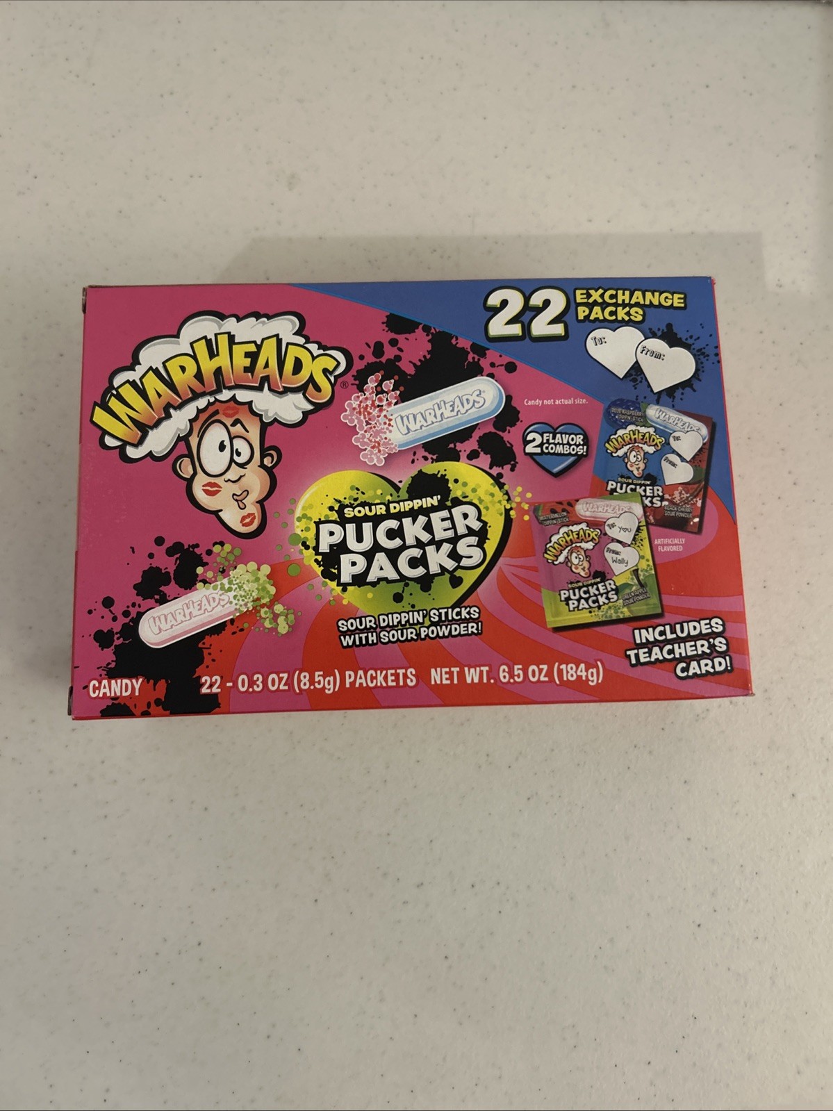 Warheads Sour Dippin’ Pucker Packs 6.5oz 22pk Valentines. Exp 10/27
