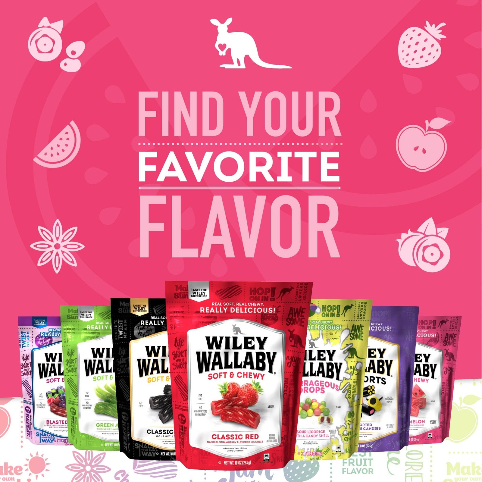 Low Sugar Gluten Free Licorice Soft Chewy Watermelon Very Berry Flavors 5.5