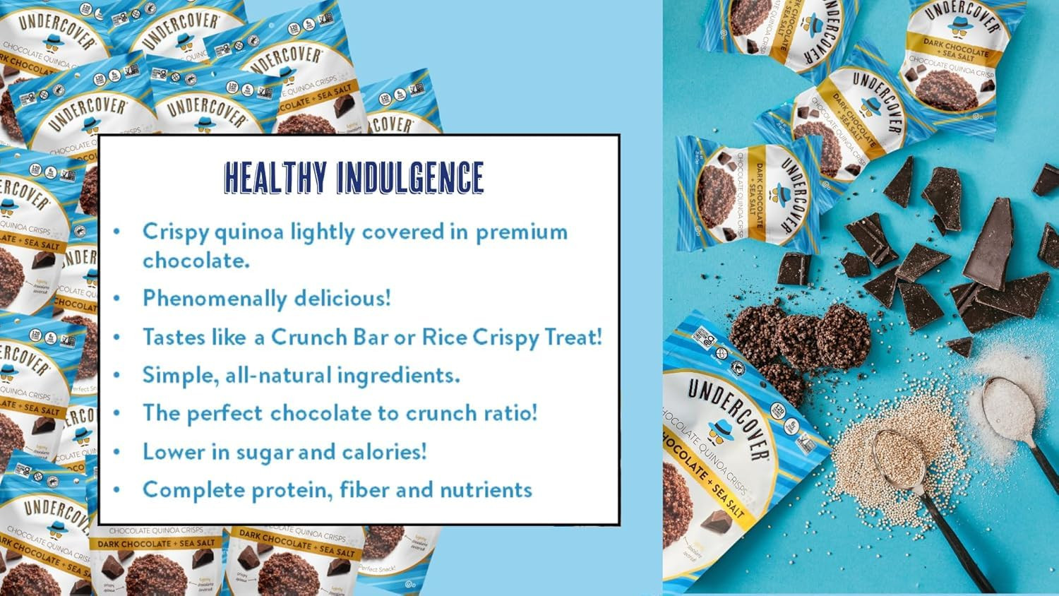 Chocolate Quinoa Crisps – Dark Chocolate + Sea Salt | 30-Count, Individually Wra