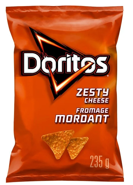 Doritos Zesty Cheese Flavored Tortilla Chips, 235g