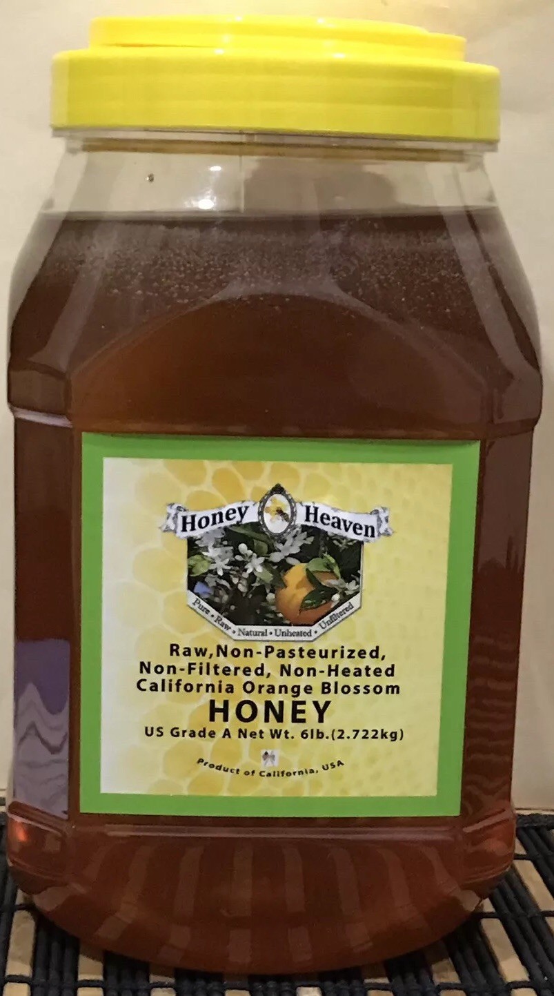 6 LB (2.72 kg) CALIFORNIA ORANGE BLOSSOM HONEY- RAW, NATURAL, NON-PASTEURIZED