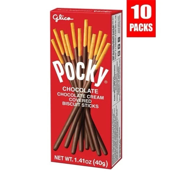 Pocky Cream Covered Biscuit Sticks, Chocolate, 1.41 oz, 10-count. Fast Shipping