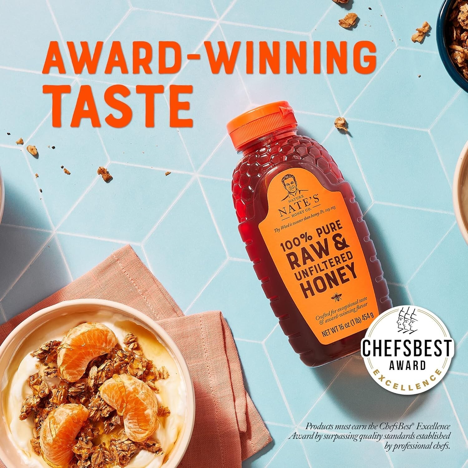 Nate’S 100% Pure, Raw & Unfiltered Honey – Award-Winning Taste, 16Oz. Squeeze Bo