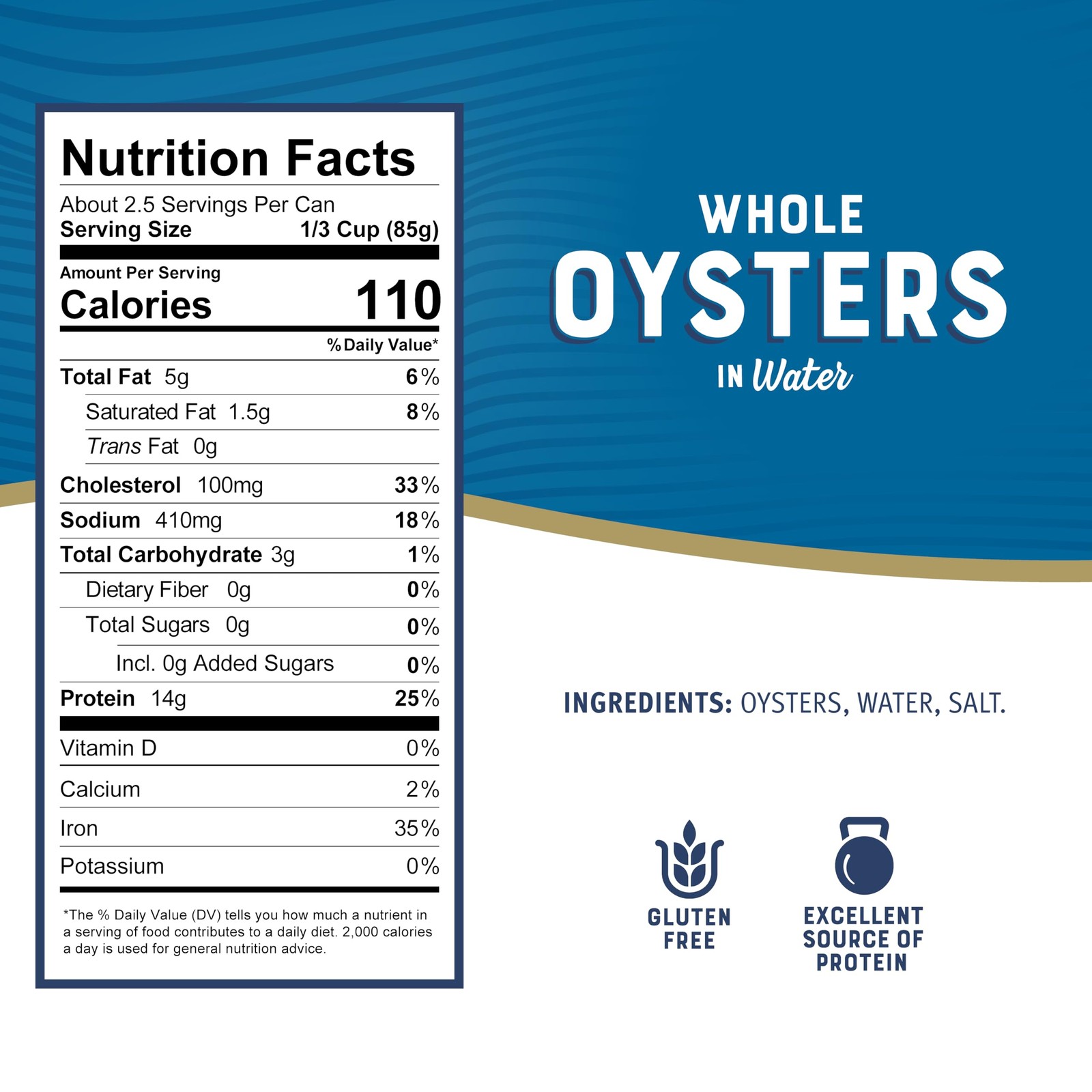 Bumble Bee Premium Select Whole Canned Oysters, 8 oz Ready to Eat Gluten Free