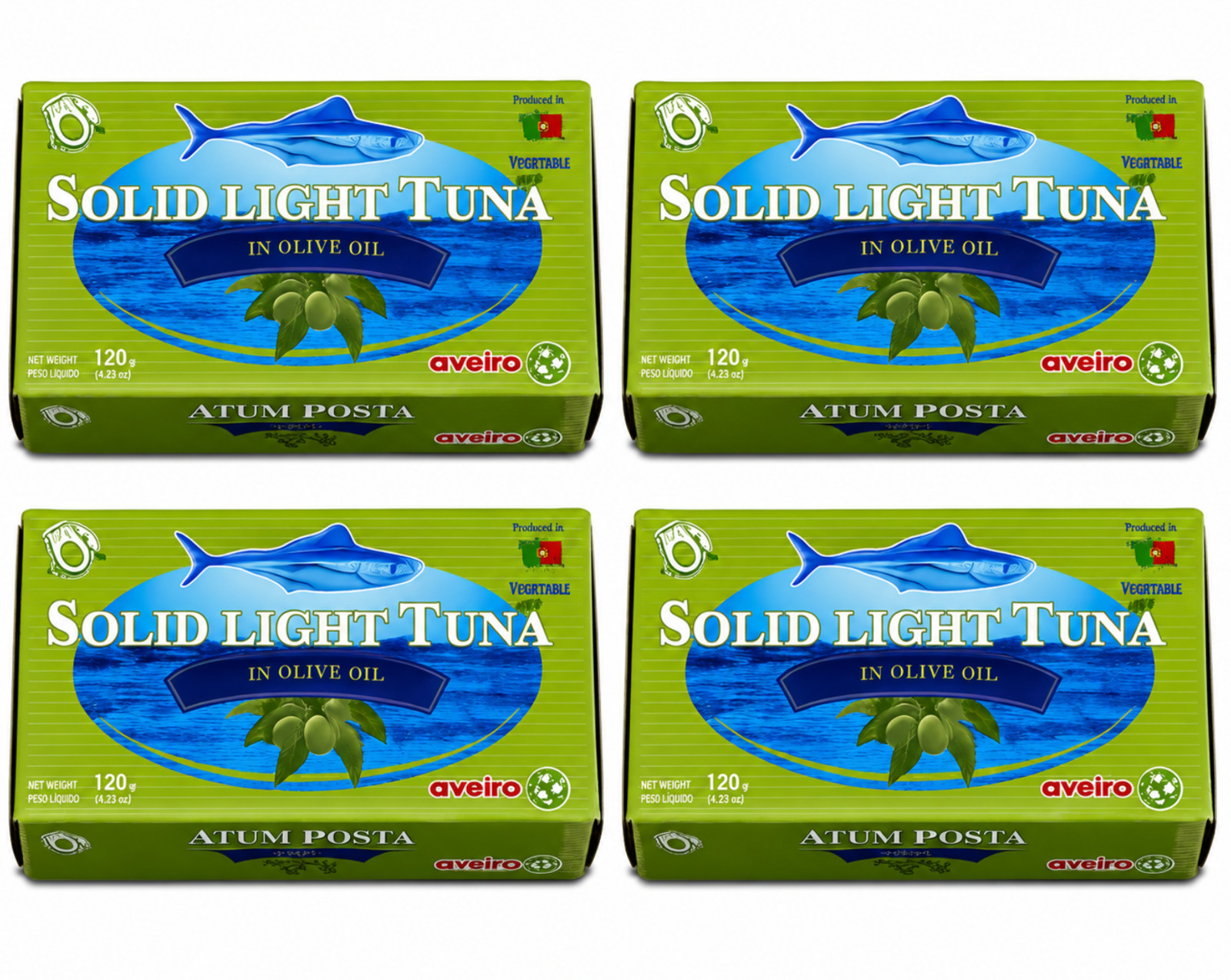 4 PACK AVEIRO Solid Light Tuna Filets – 4.23 oz (120g)- Portugal-EXP 12/2029