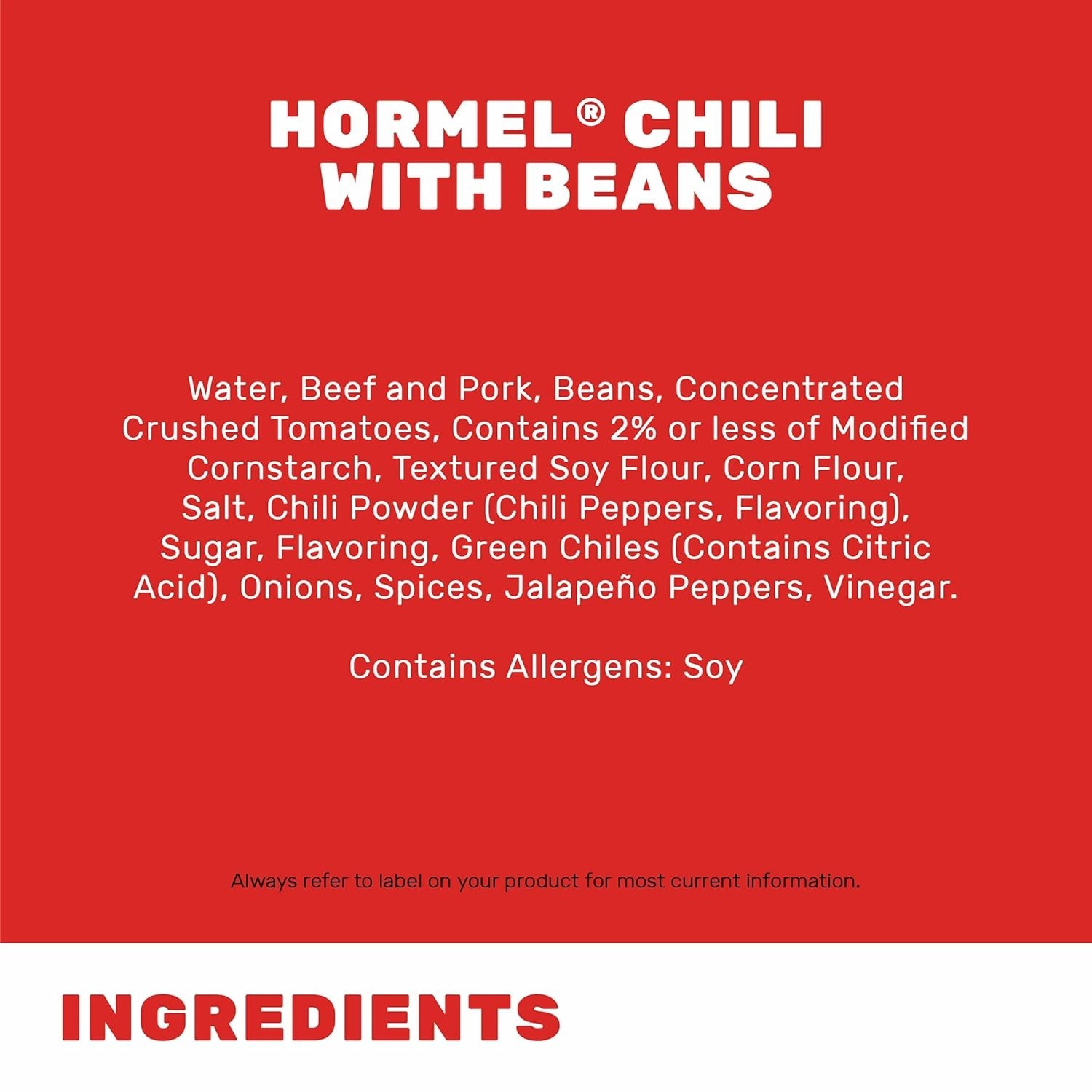 Hormel Chili: Slow-Simmered Beef & Beans (8-pack)//