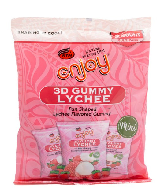 Enjoy 3D Lychee Gummy Candy – 8 Pack Multipack, Fun Shaped, Enjoy Snack