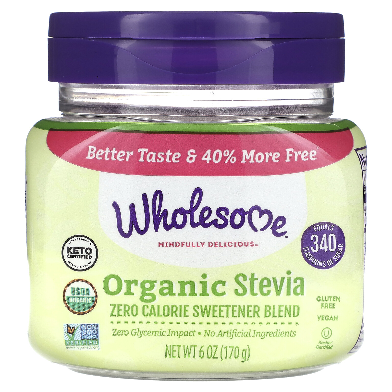 Wholesome Sweeteners Inc Organic Stevia 6 oz 170 g Gluten-Free, Kosher,