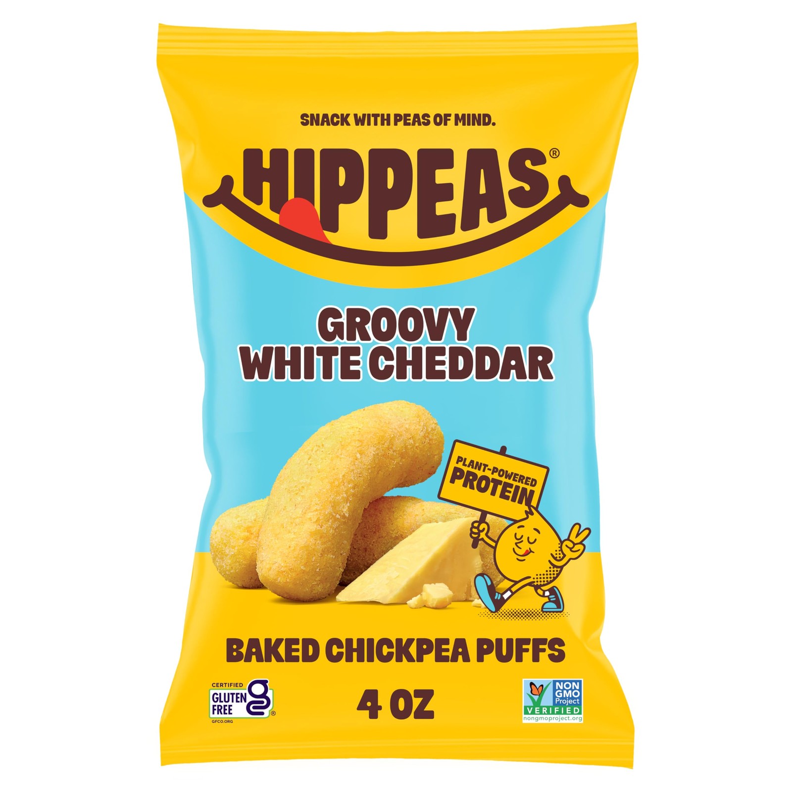 Hippeas Chickpea Puffs, Vegan White Cheddar, 4 Ounce 4 (Pack of 1)