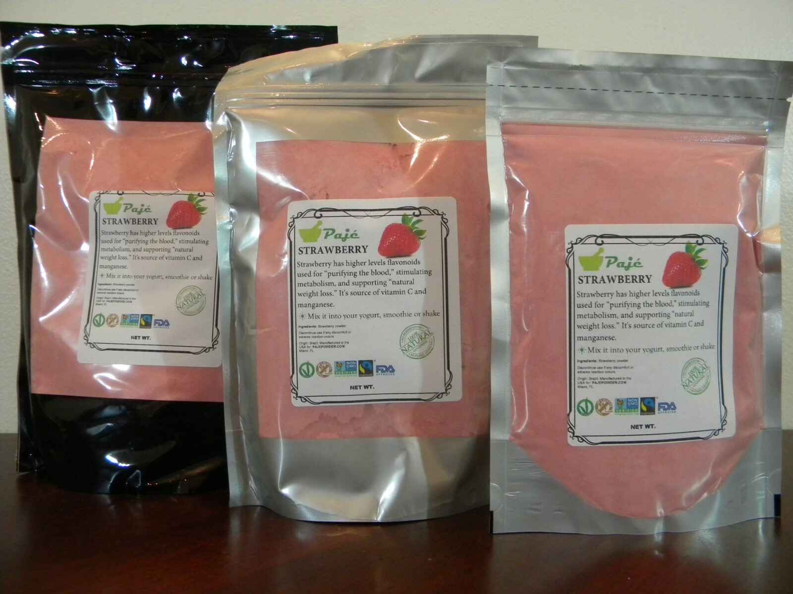 Strawberry powder 64oz 4lb – weight loss, vitC, flavor with no little seeds PAJE