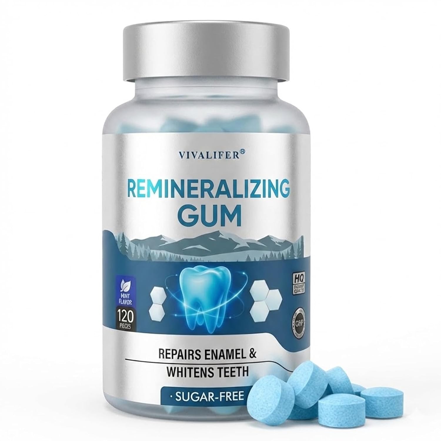 Nano Hydroxyapatite Remineralizing Gum 240 Count Xylitol Enamel Support Mint