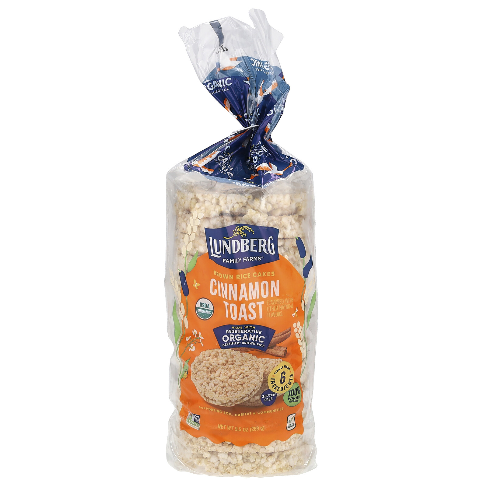 Organic Whole Grain Rice Cakes, Cinnamon Toast, Sweet & Spiced, 9.5 oz (269 g)