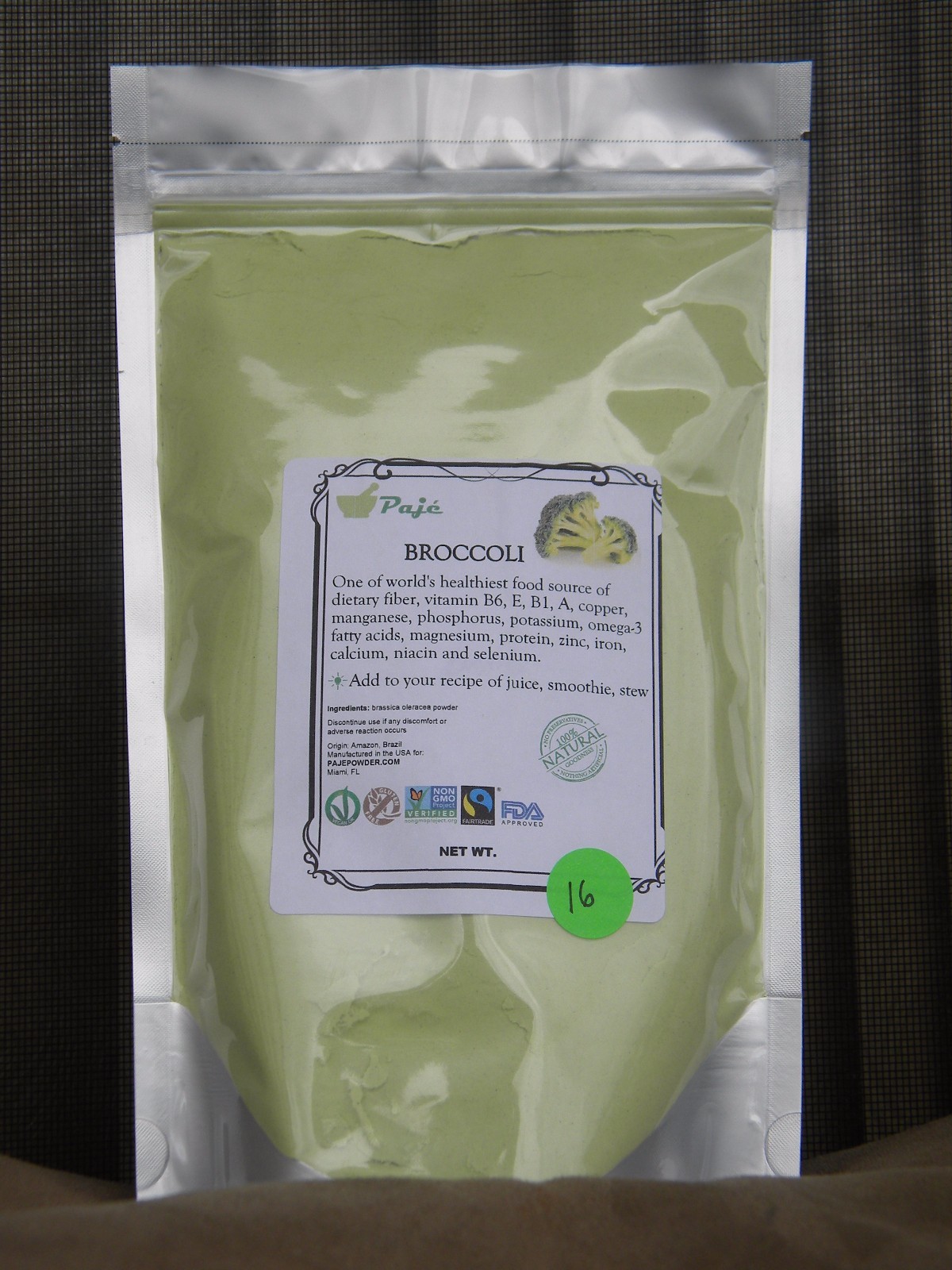 BROCCOLI powder 16oz – 1 lb , gluten free, non-GMO PAJE