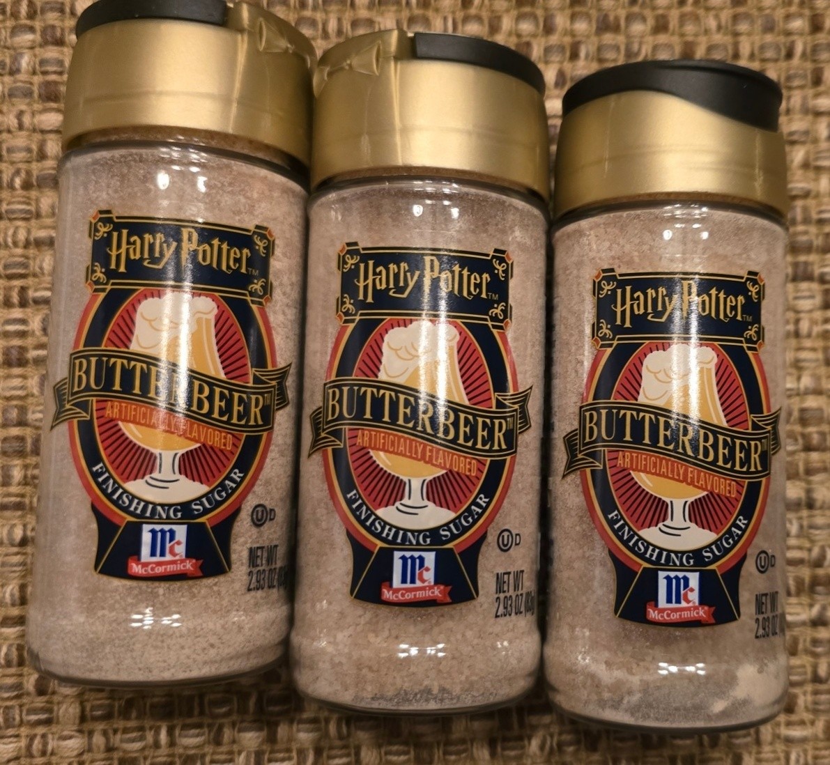 3 Pack McCormick Harry Potter Butterbeer Finishing Sugar 2.92 Oz Exp 05/27