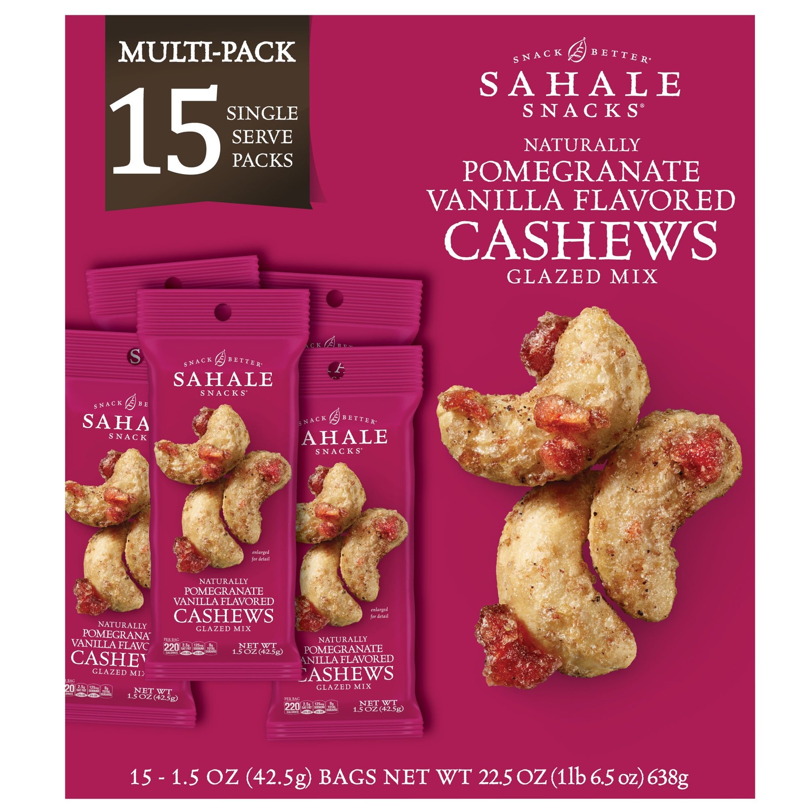 SAHALE SNACKS POMEGRANATE CASHEWS 15/1.5 OZ