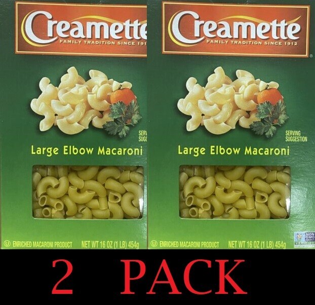 2x Creamette Pasta LARGE ELBOW MACARONI Noodles NON GMO 16 oz Box – 2 PACK