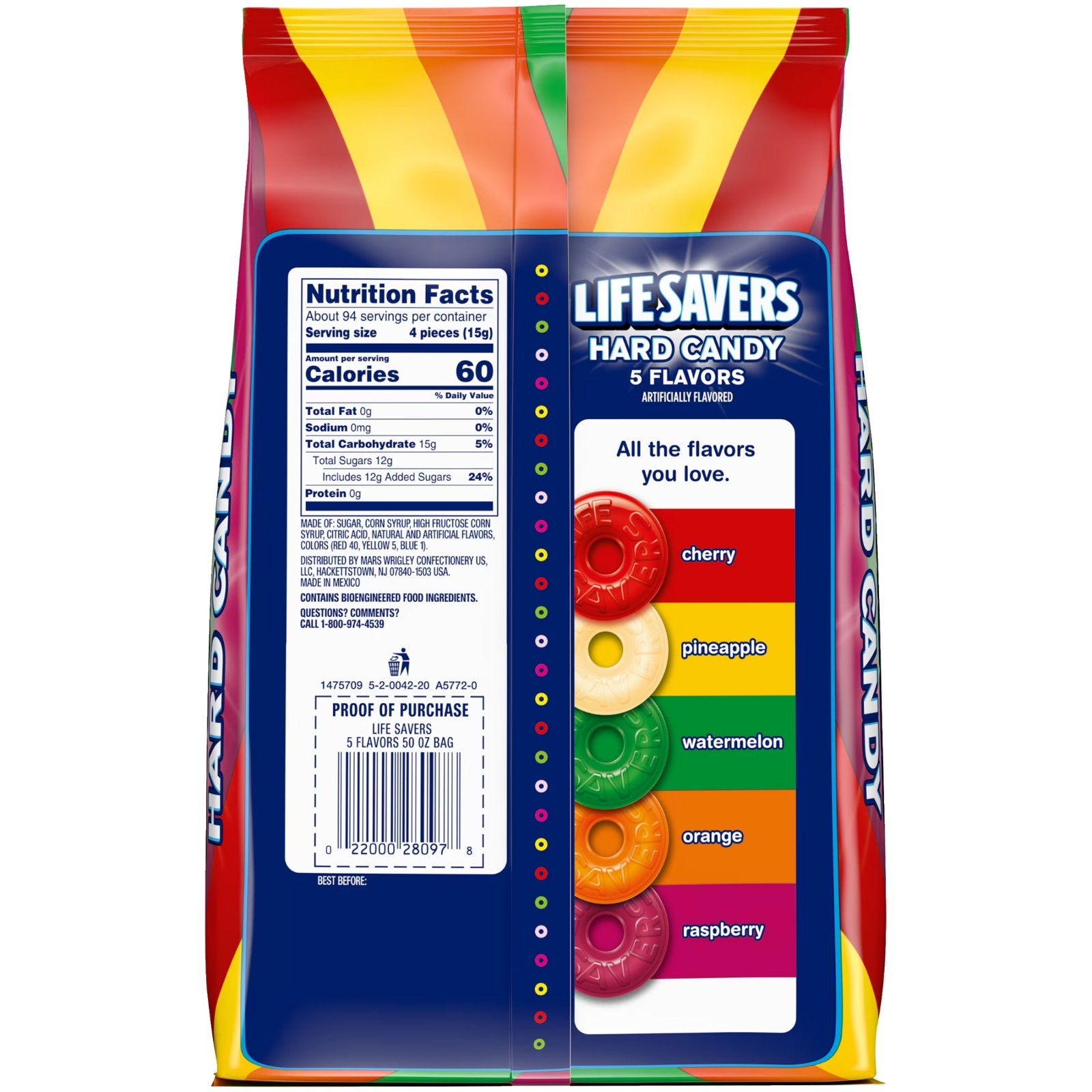 LIFE SAVERS Hard Candy Bag 5 Flavors, Hard Candy Individually Wrapped for Goodie