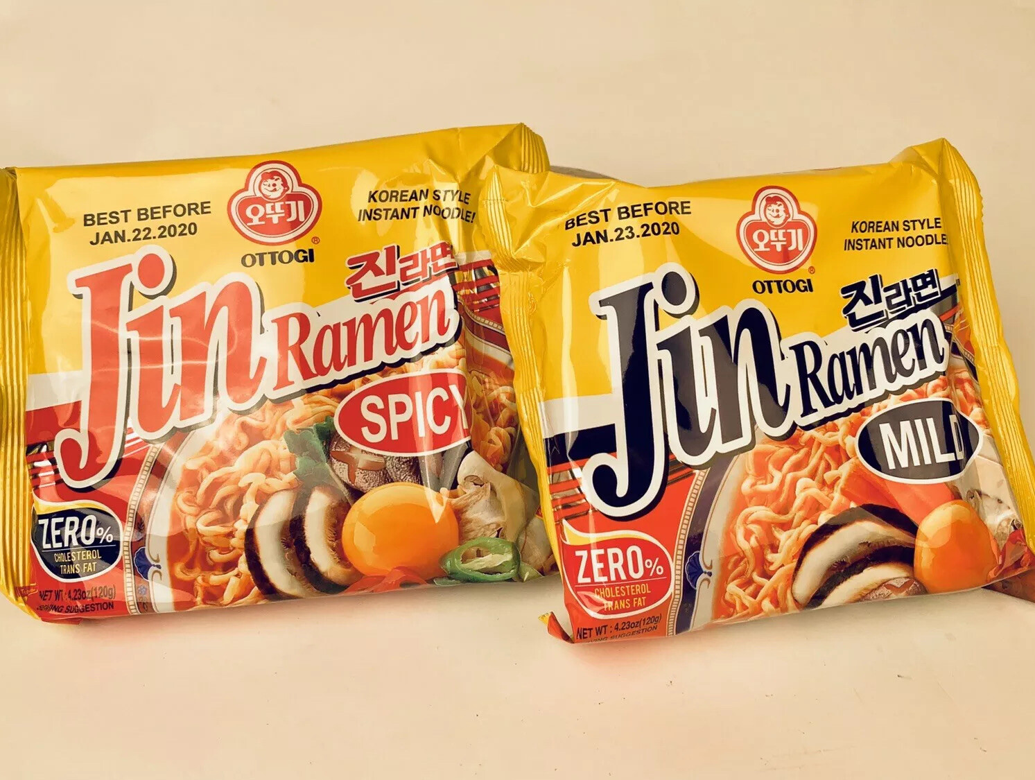 [8 packs] Ottogi Instant Noodle Soup Spicy Hot Jin Korean Ramen Ramyun Mukbang