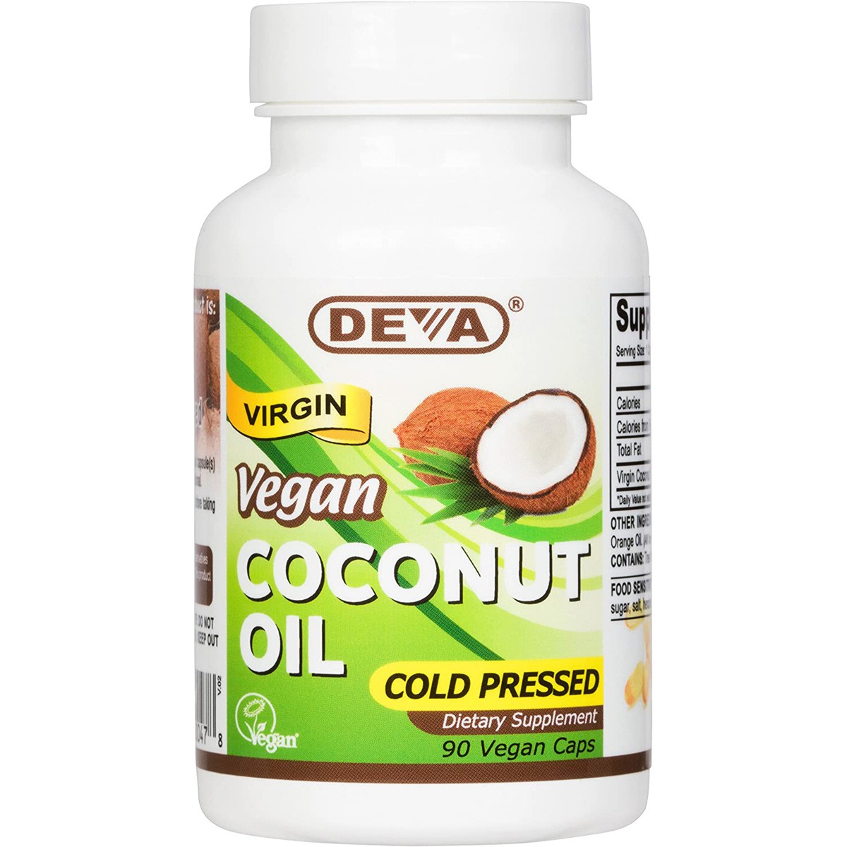 Deva Cold Pressed Vegan Coconut Oil Dietary Supplement 90 Caps Capsules 1 Pack