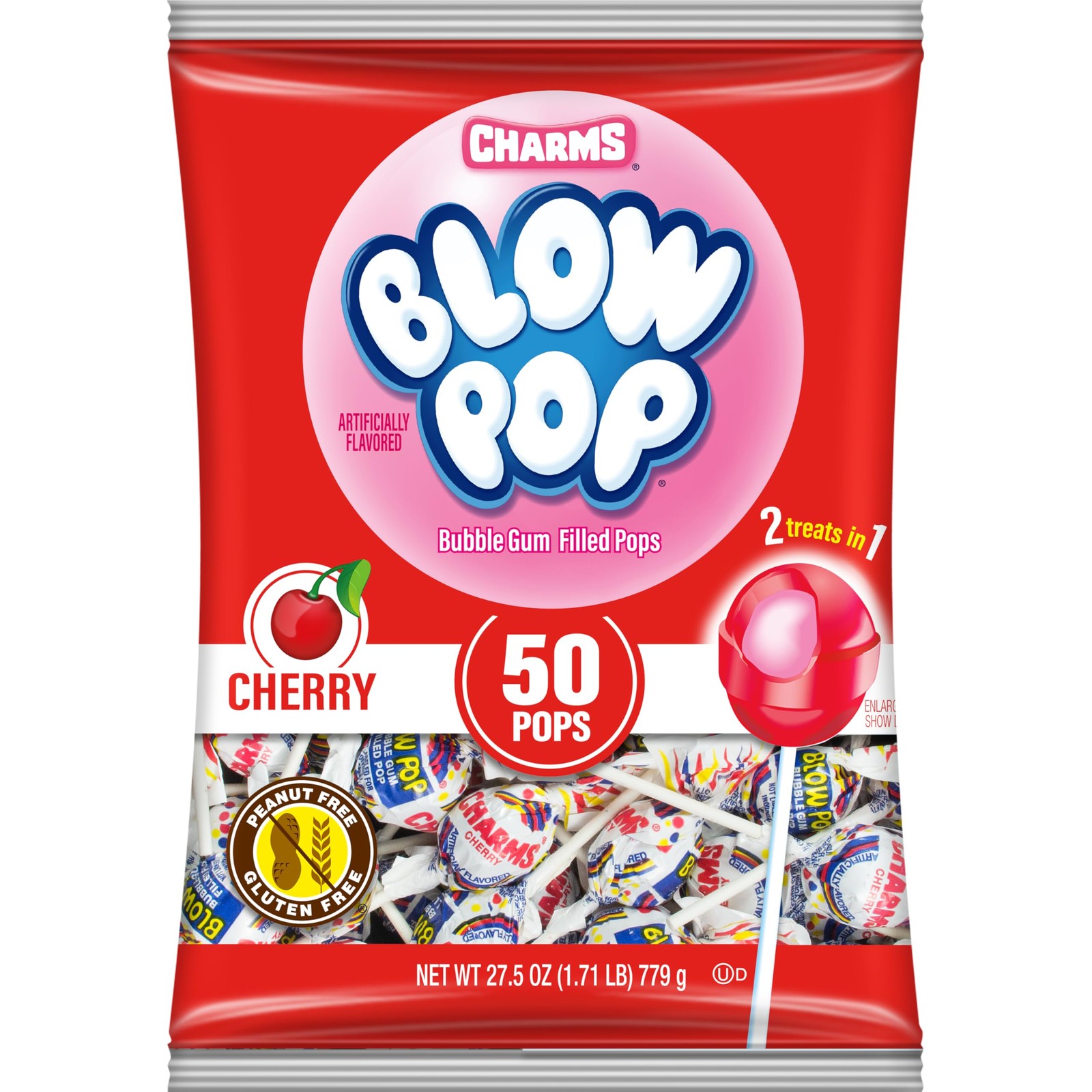 Charms Blow Pop Single Large (50 count, 21.11 cm x 5.69 x 29.11 cm), Red