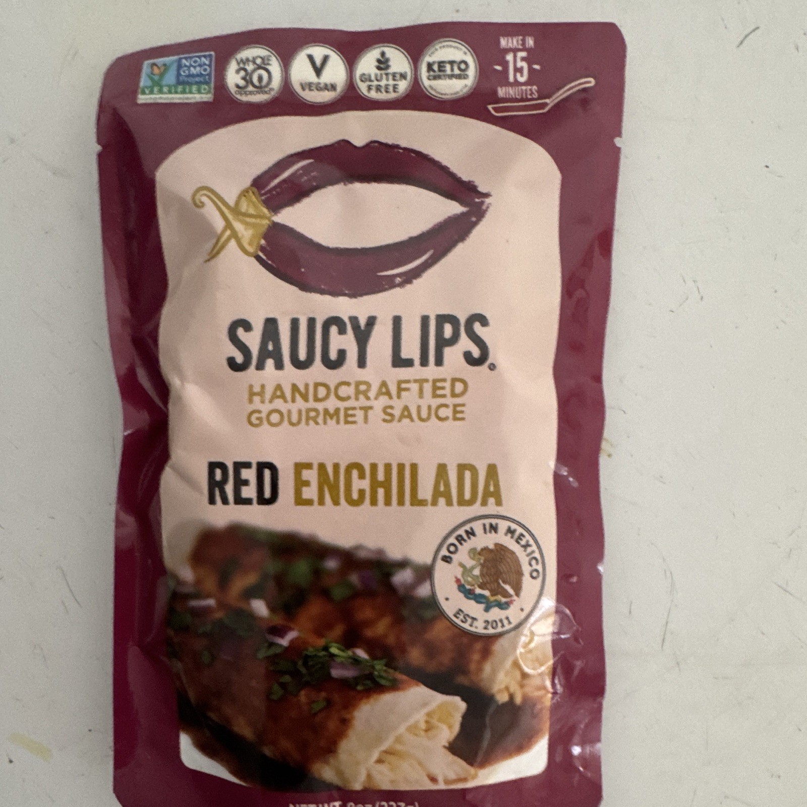Saucy Lips Red Enchilada Sauce Vegan Gluten Free Keto Certified 8 oz (227 g)