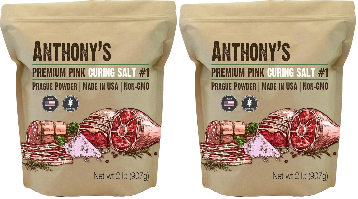 Anthony’S Pink Curing Salt No.1, 2 Lb, Gluten Free, Prague Powder, Made in USA (