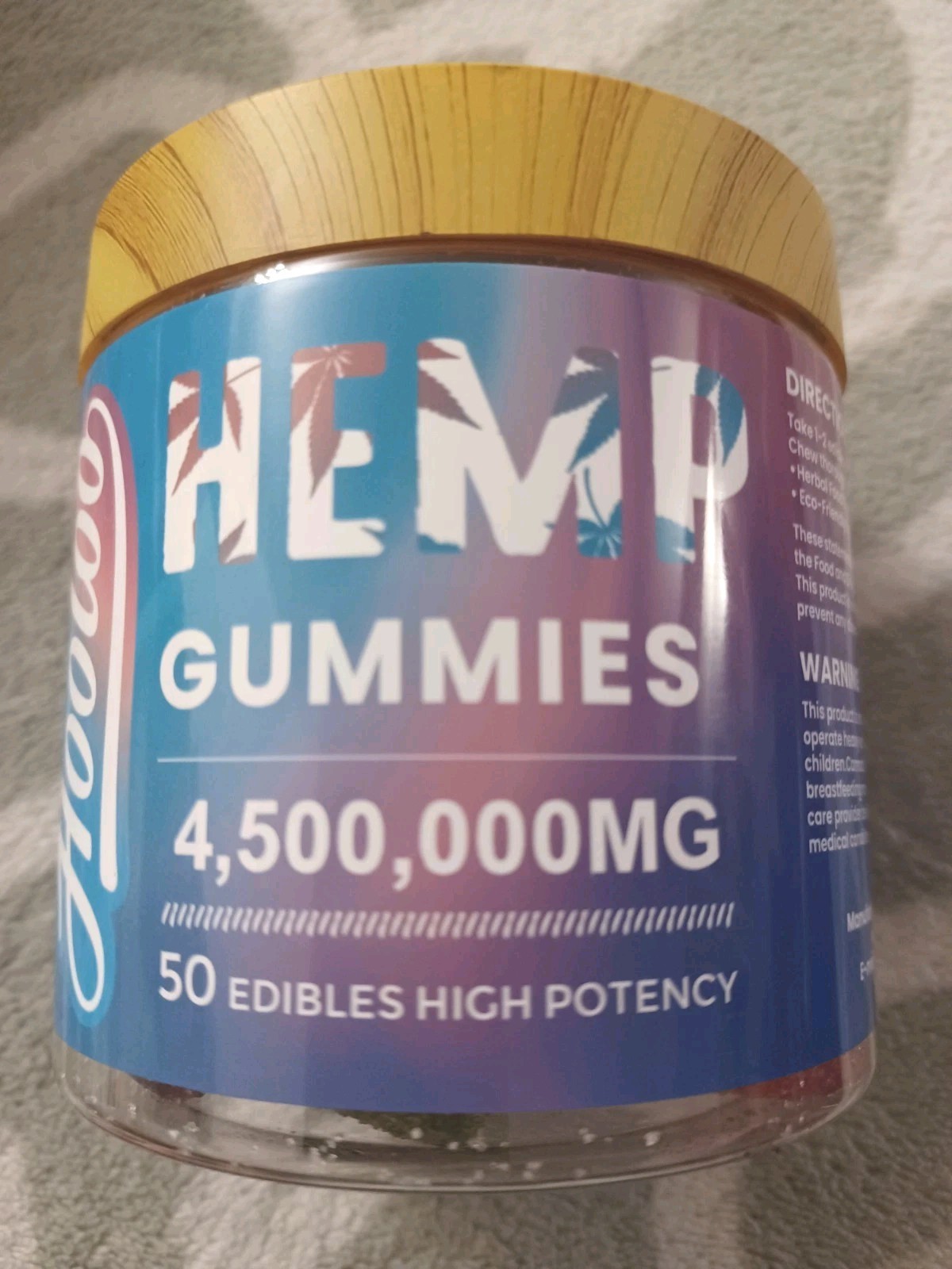 Hemp Gummies for Adults, 6 Fruity Flavors for Deep Bedtime, Relax, 50 Ct 01/2029