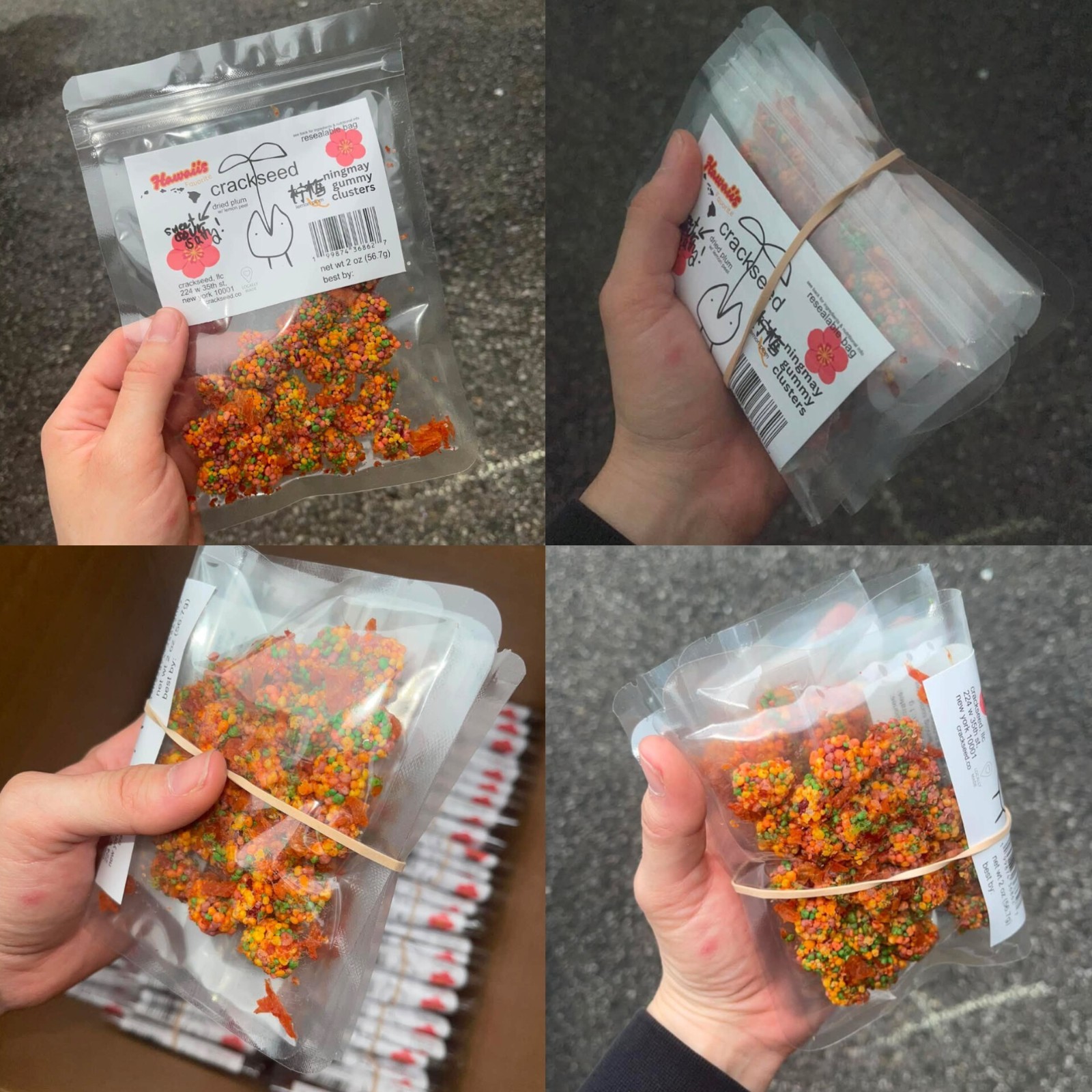 12 Pack CrackSeed NingMay Gummy Clusters, Dried Plum (Li Hing Mui) with Lemon