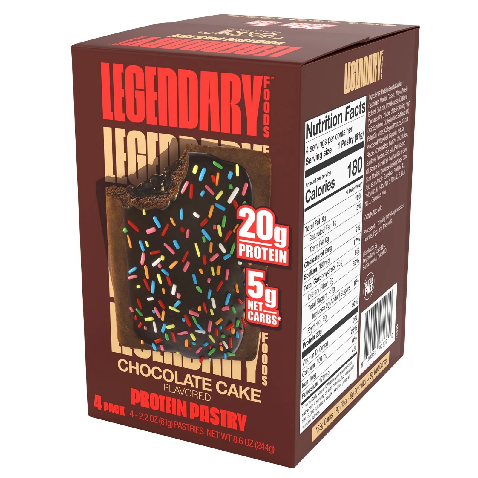 Legendary Foods Chocolate Cake Tasty Pastry – 4 Pack | Protein Snack