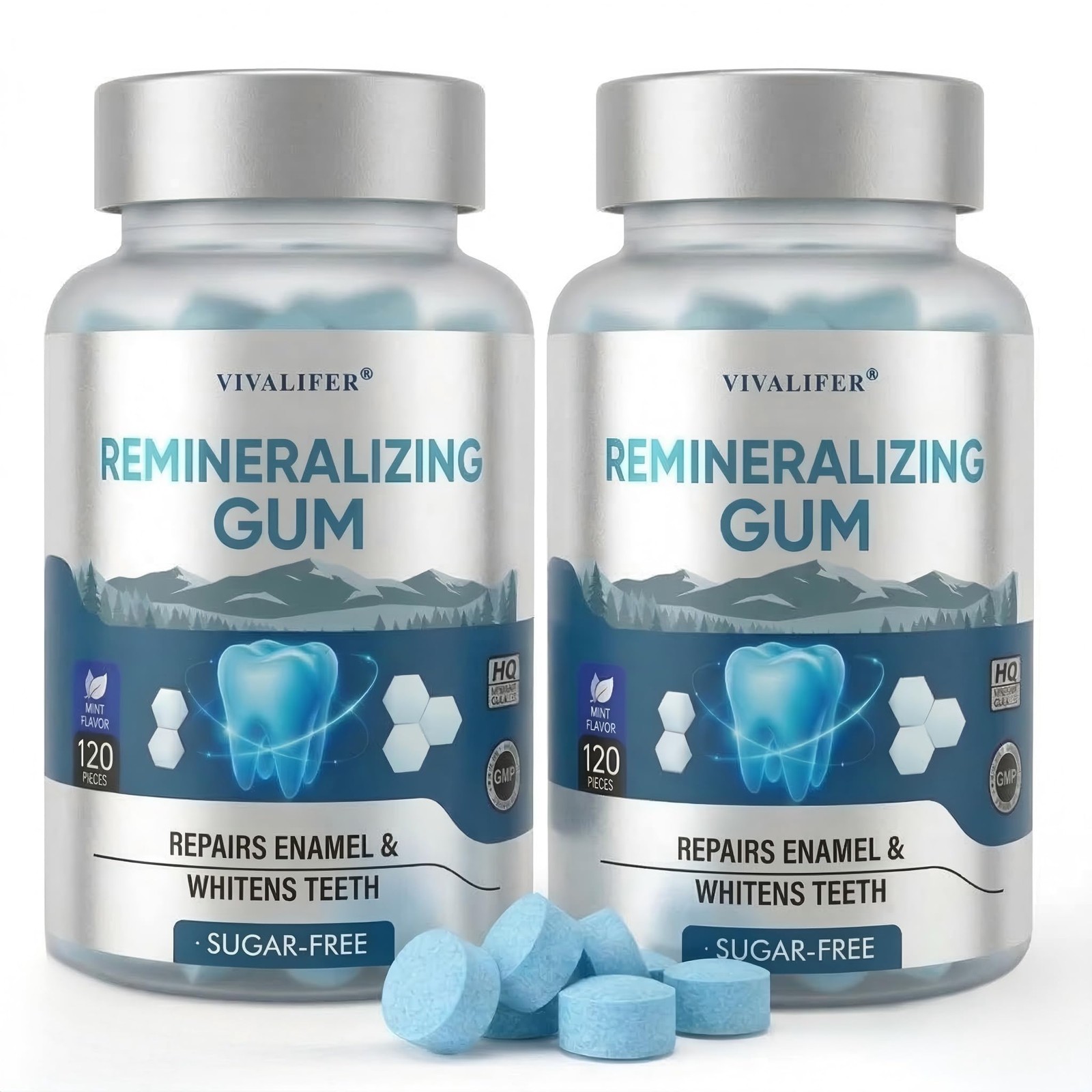 Nano Hydroxyapatite Remineralizing Gum 240 Count Xylitol Enamel Support Mint