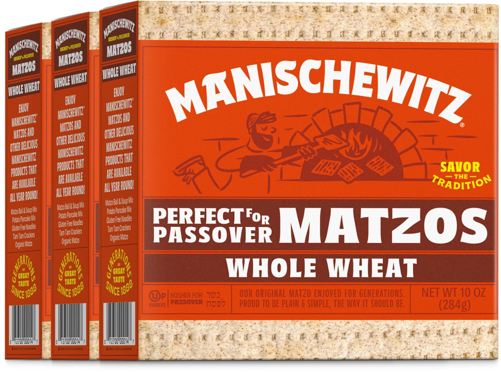 Manischewitz Unsalted Whole Wheat Matzo, 10 oz (3 Pack) 10 Ounce (Pack of 3)