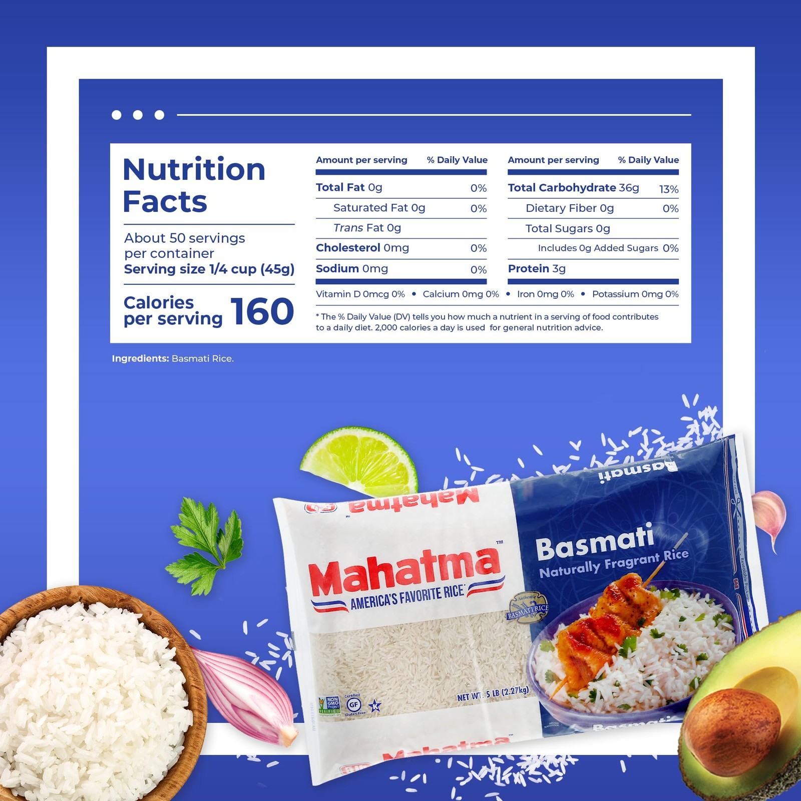 Indian Basmati Rice, 5lb Bag of Rice, Fluffy, Floral, and Nutty-Flavored Rice…