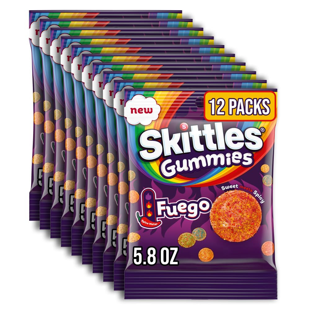 Skittles Gummies Fuego, Sweet & Spicy Flavors Gummy Candy 5.8-Ounce (Pack of 12)