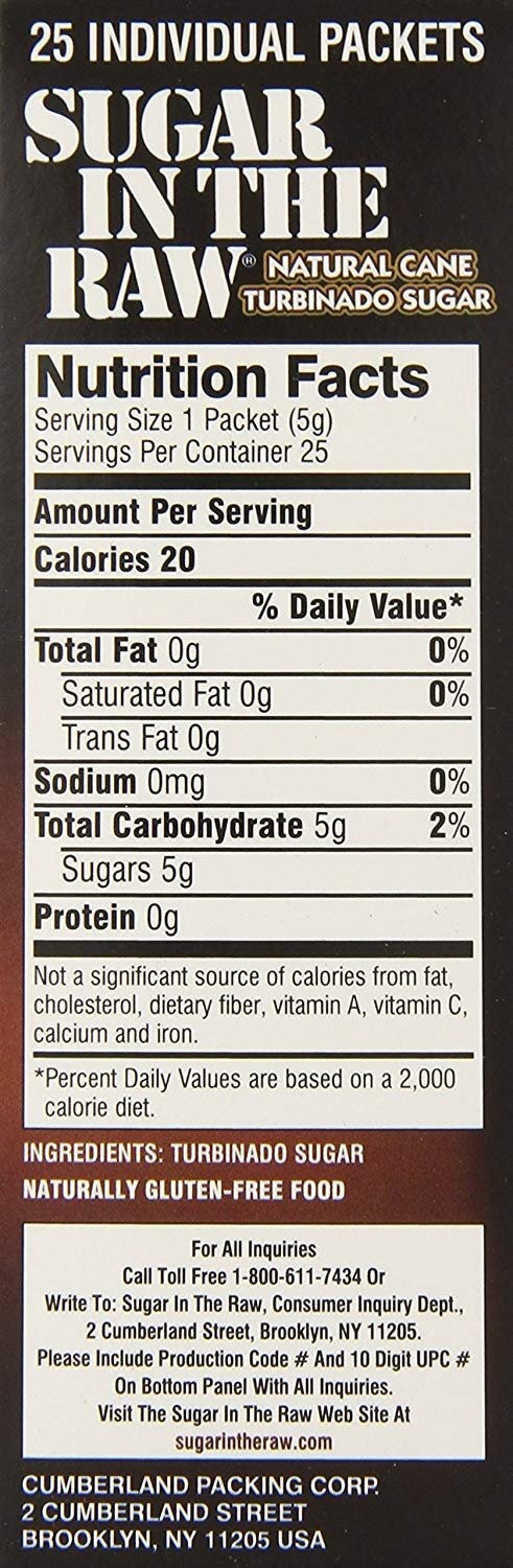 Sugar in the Raw Natural Cane Turbinado Sugar 25 Packets 4 Ounce Each 113 Grams