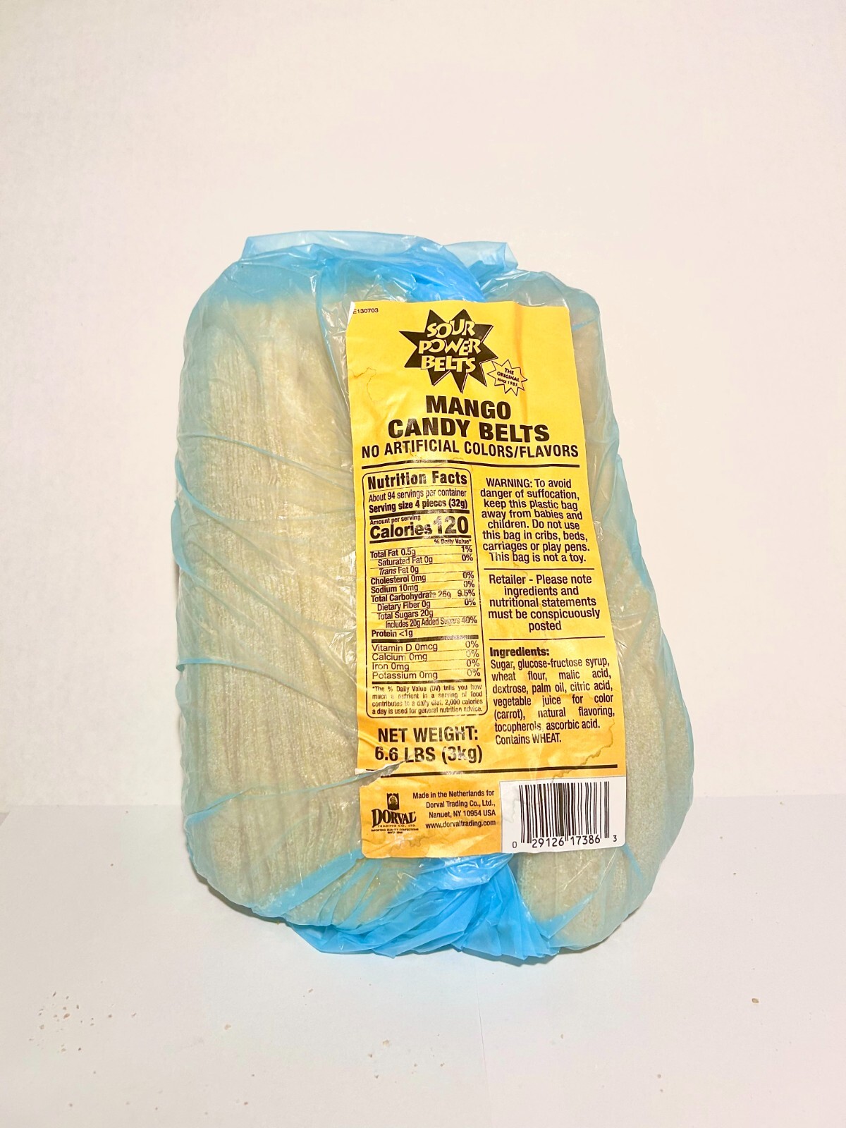 Sour Power Belts Candy Bulk Mango Flavor *Pick SIze* Packed Fresh Daily