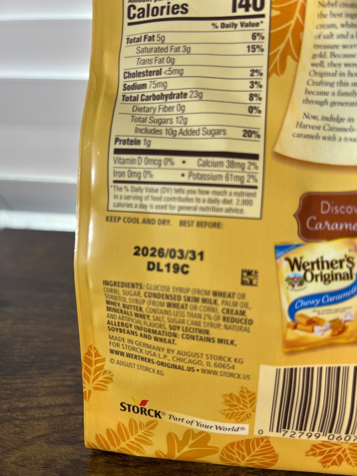 1 x 8.57 oz Werther’s Originals, Harvest Caramels Pumpkin Spice Soft Candy K