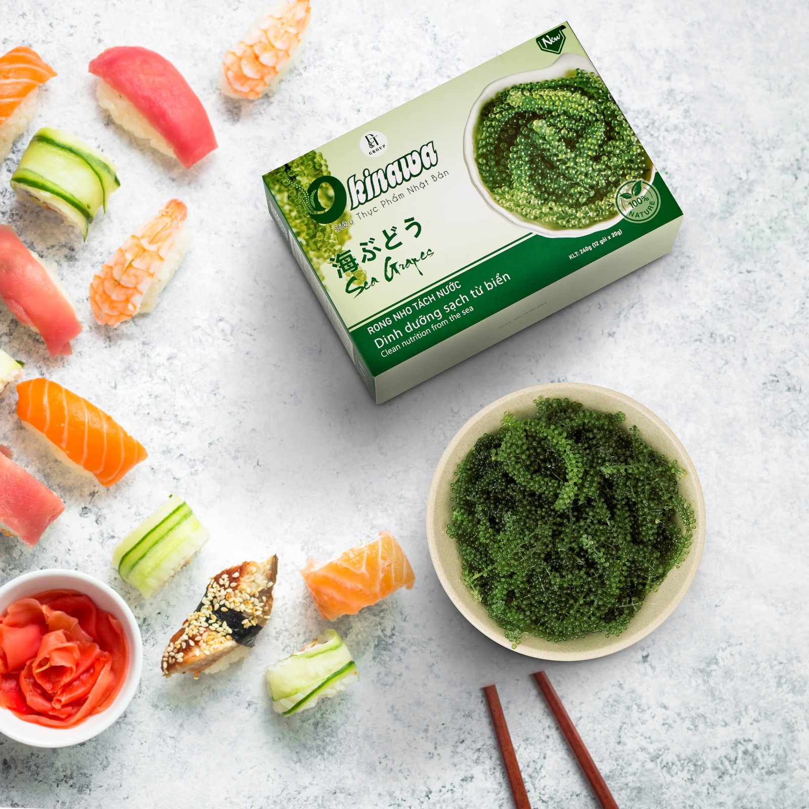OKINAWA Organic Sea Grapes,Organic Seaweed, Umibudo, Green Caviar, Dehyrated …